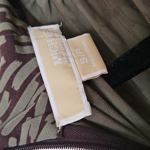 Michael Kors green and brown patterned top, Sz S/P - Picture 6 of 8